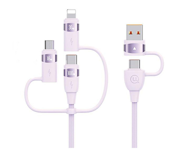 USAMS Kabel 2xUSB-C/USB/Micro-USB/Lightning 6w1 1,2m 100W fiolet - 1568997 - zdjęcie